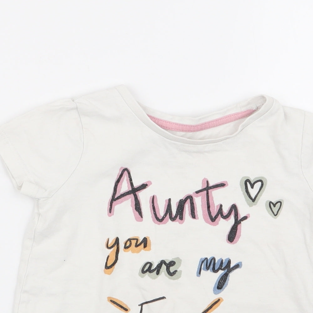 Nutmeg Girls White   Basic T-Shirt Size 2-3 Years