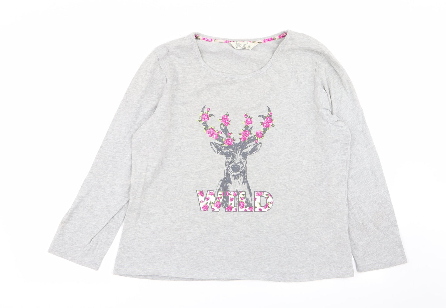 Primark Womens Grey Solid  Top Pyjama Top Size 14