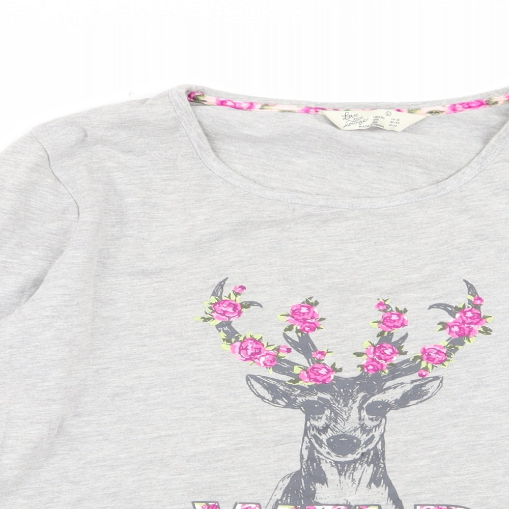 Primark Womens Grey Solid  Top Pyjama Top Size 14