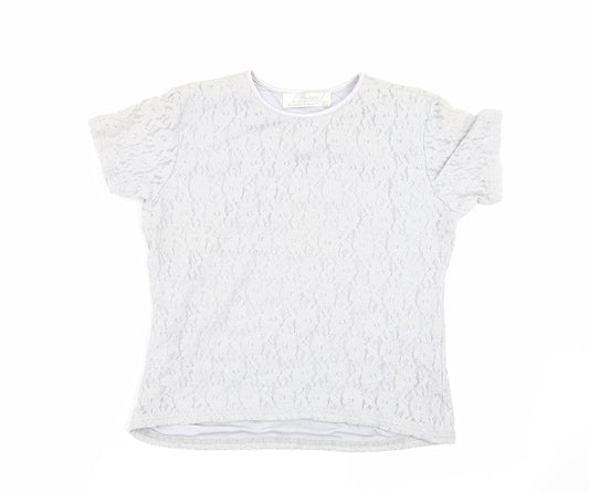Preworn Womens Grey Floral  Basic T-Shirt Size M
