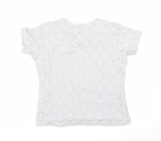 Preworn Womens Grey Floral  Basic T-Shirt Size M