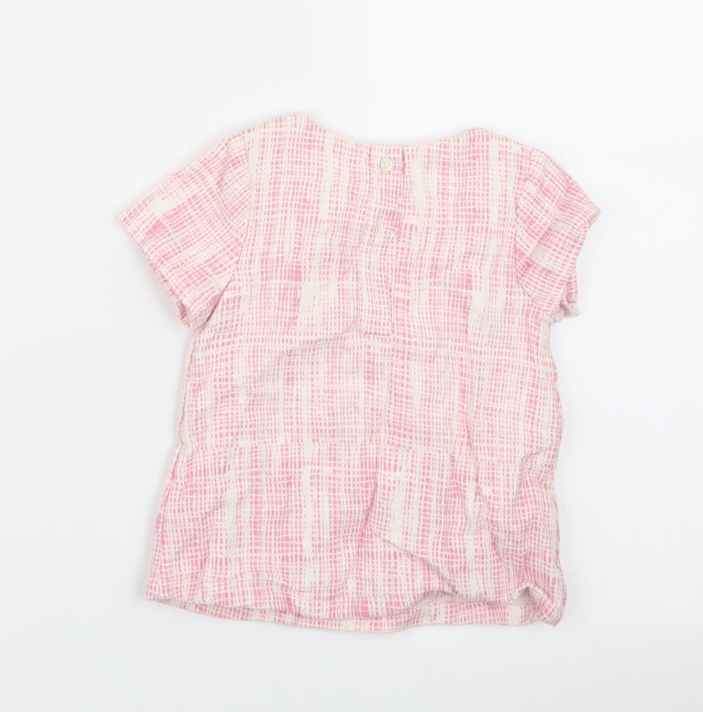M&S Girls Pink Geometric  Basic T-Shirt Size 9-12 Months
