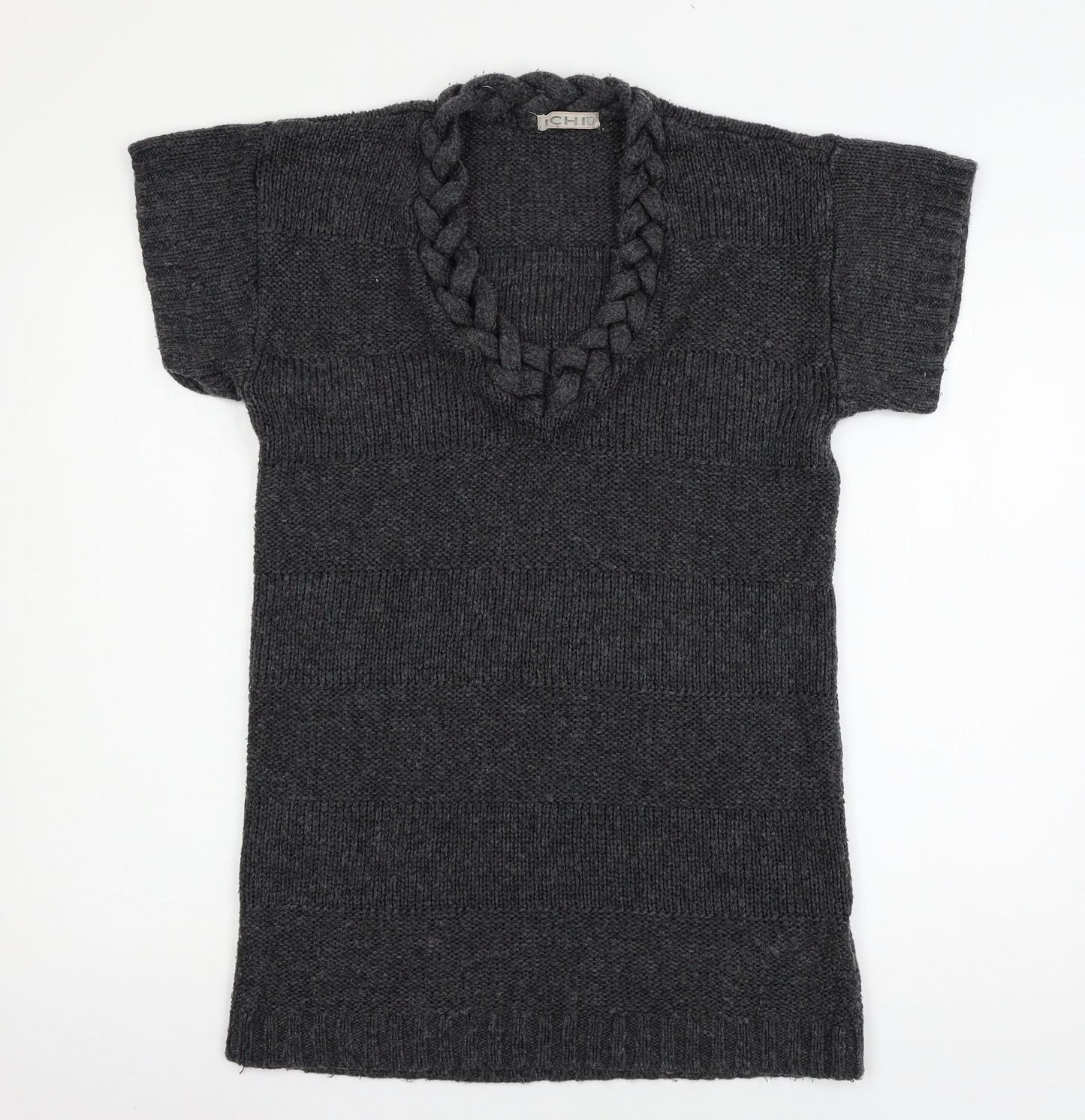 ICHI Womens Grey  Knit Pullover Jumper Size S
