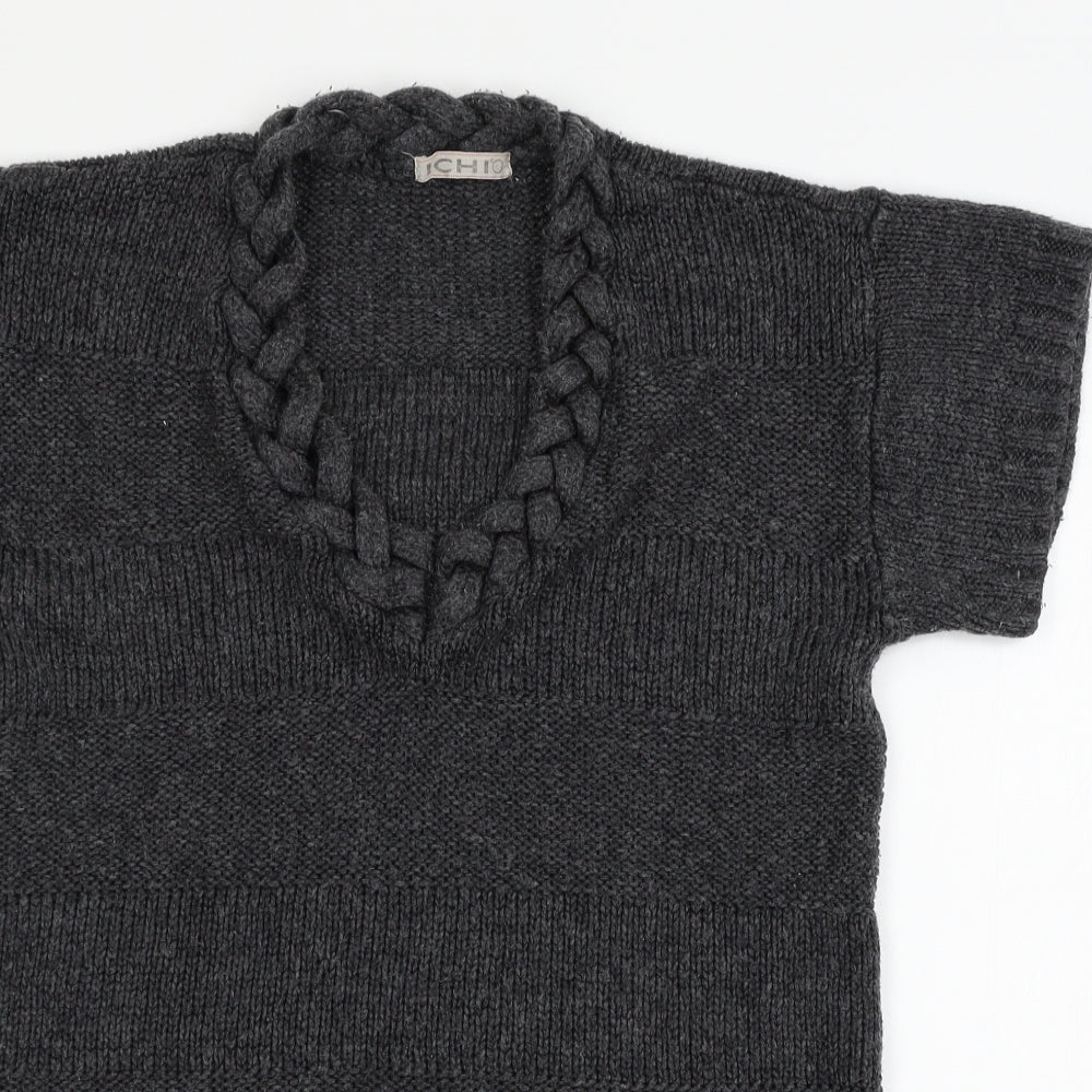 ICHI Womens Grey  Knit Pullover Jumper Size S