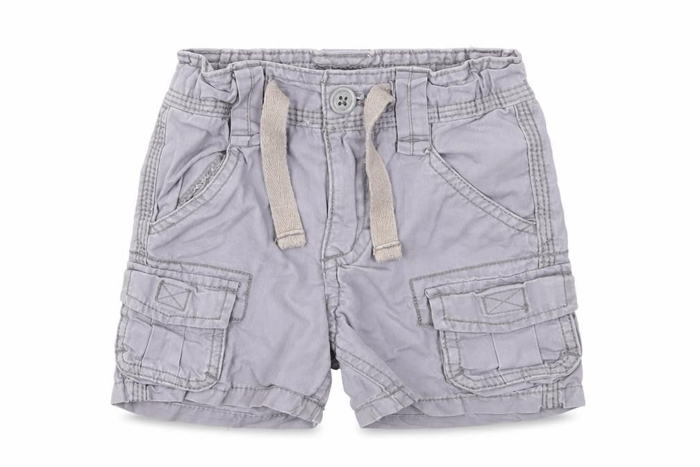 Front view of LOGG boys’ grey capri trousers, size 3-6, months