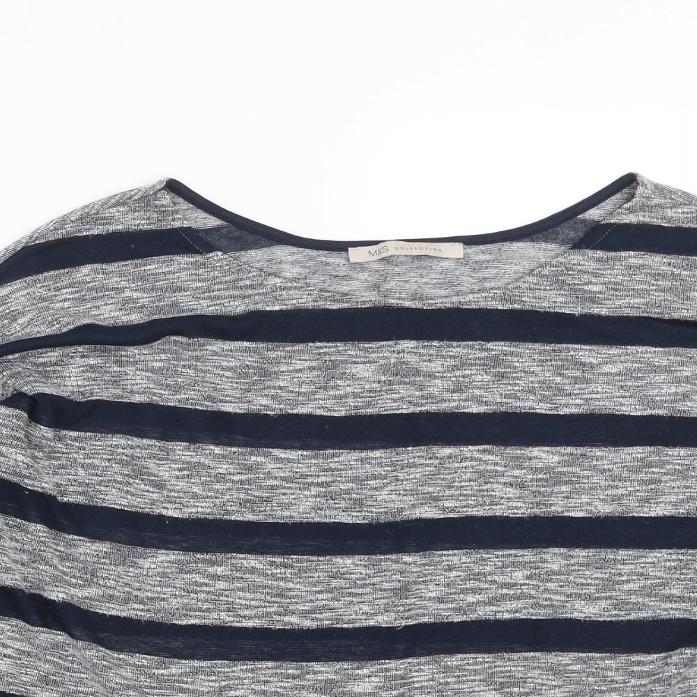 Marks and Spencer Womens Blue Striped Knit Pullover Jumper Size 12