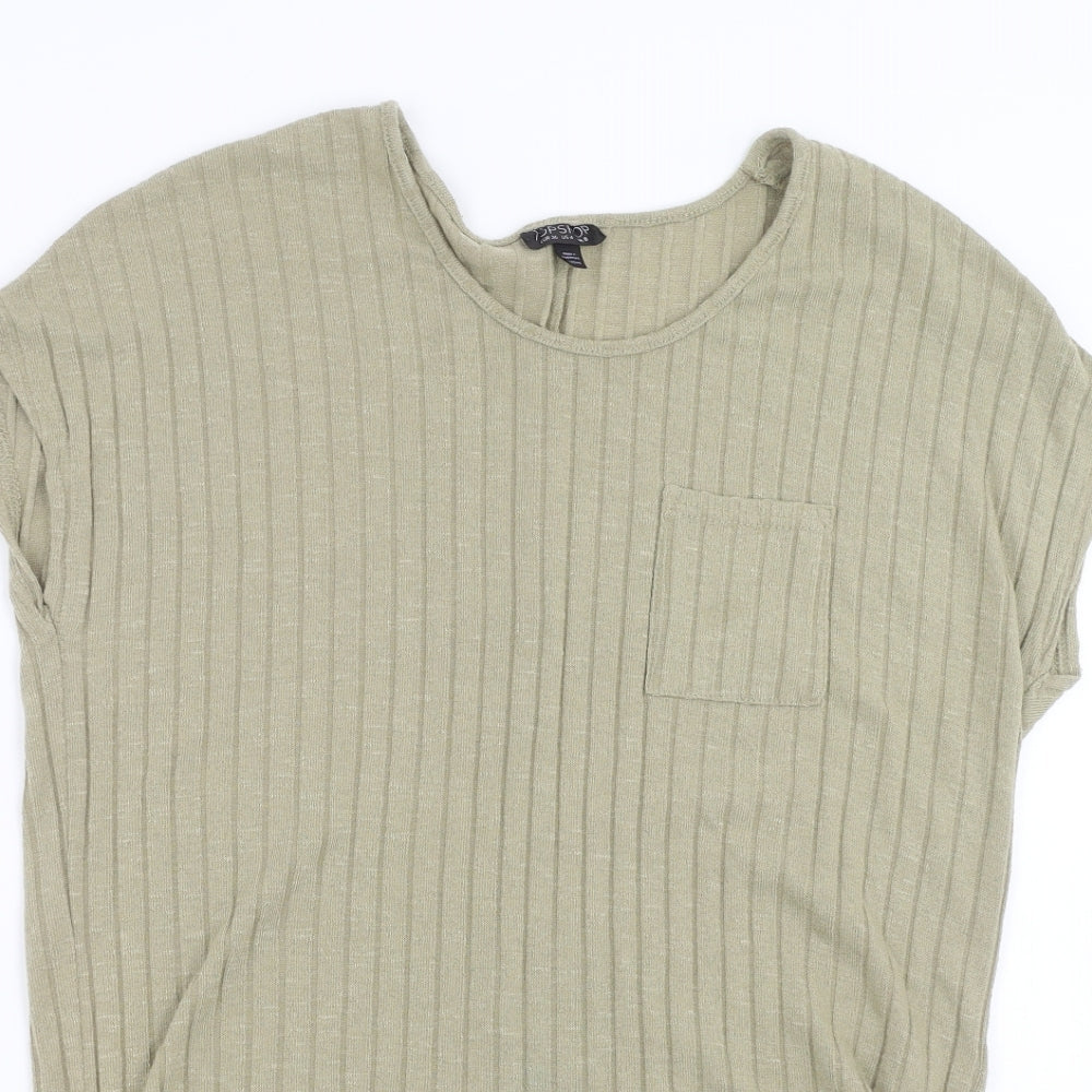Topshop Womens Green Striped Knit Pullover Jumper Size 8