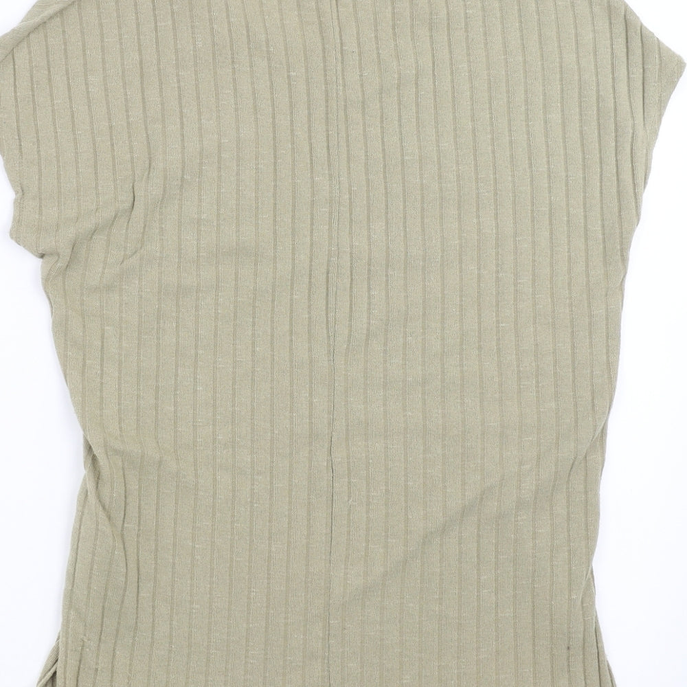 Topshop Womens Green Striped Knit Pullover Jumper Size 8