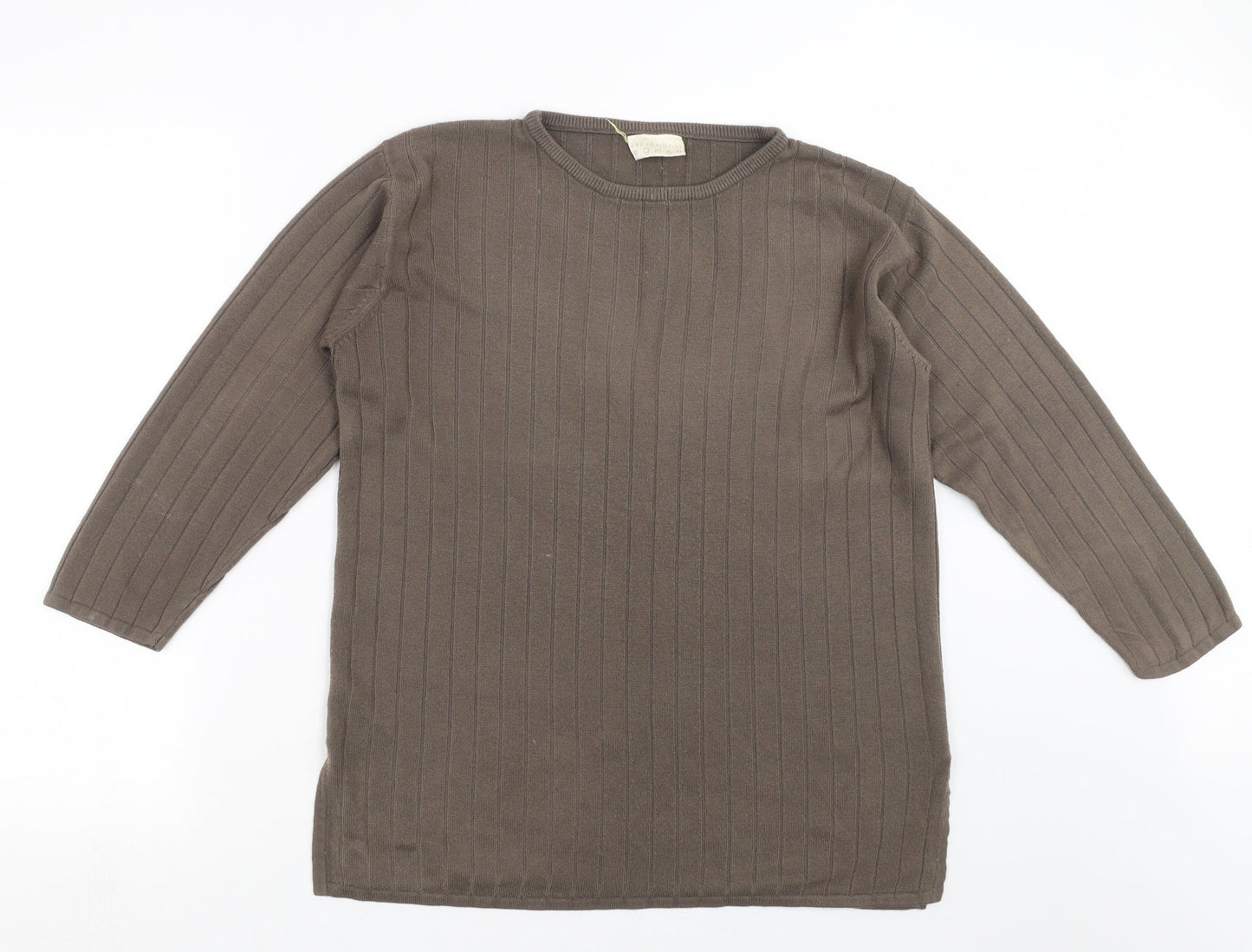 exceptional woman Womens Brown Striped Knit Pullover Jumper Size 12