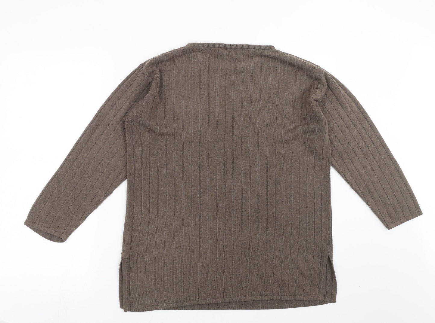 exceptional woman Womens Brown Striped Knit Pullover Jumper Size 12