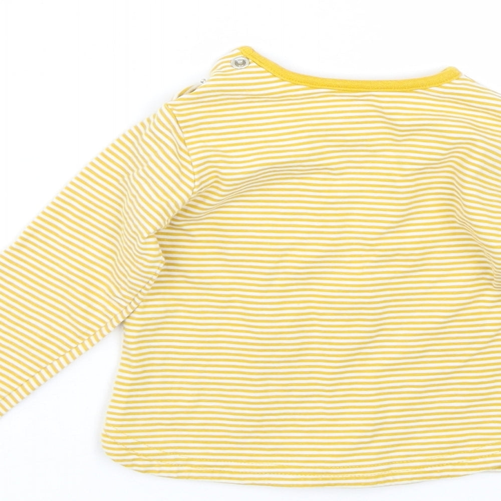 TU Girls Yellow Striped  Basic T-Shirt Size 6-9 Months