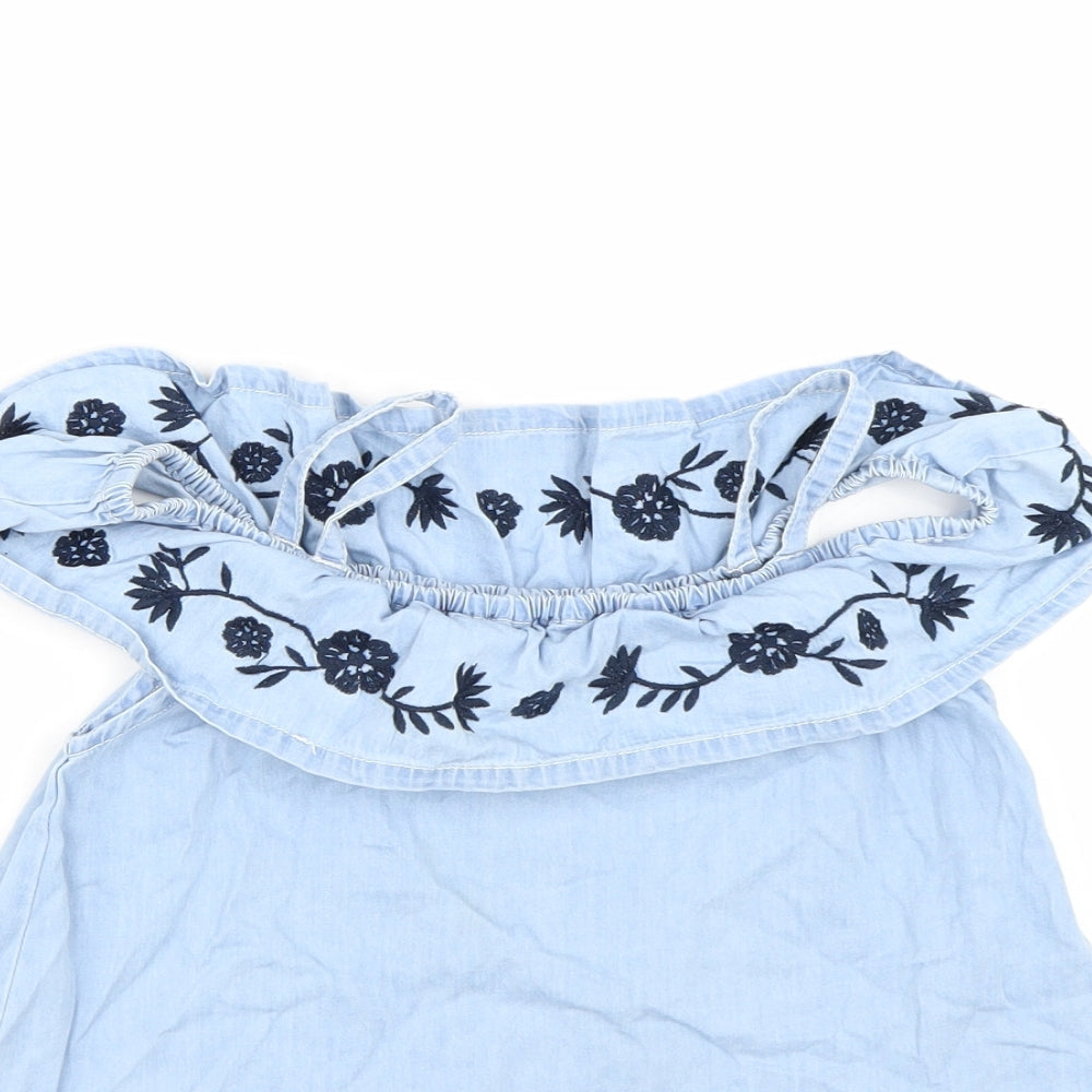 Miss evie Girls Blue Floral  Basic Tank Size 10 Years