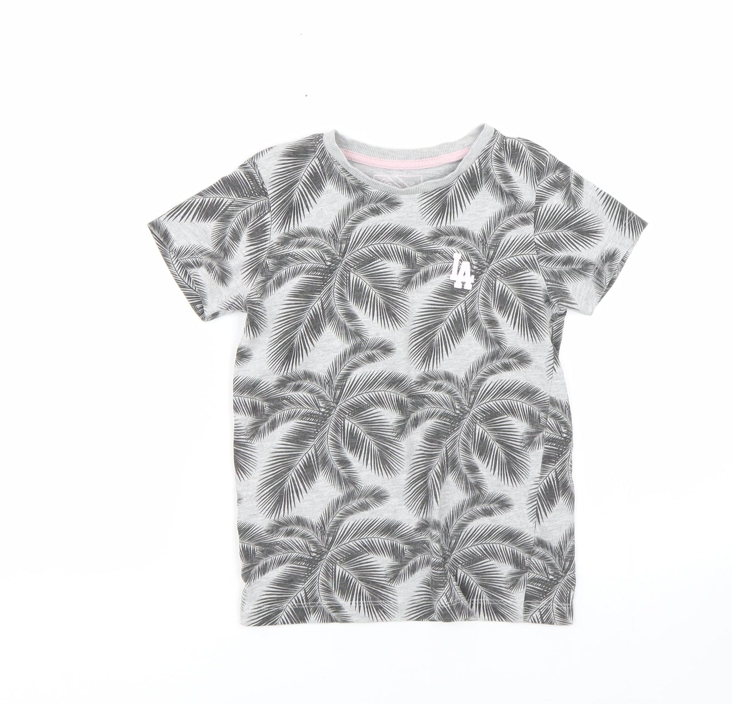Matalan Girls Grey Floral  Basic T-Shirt Size 6 Years