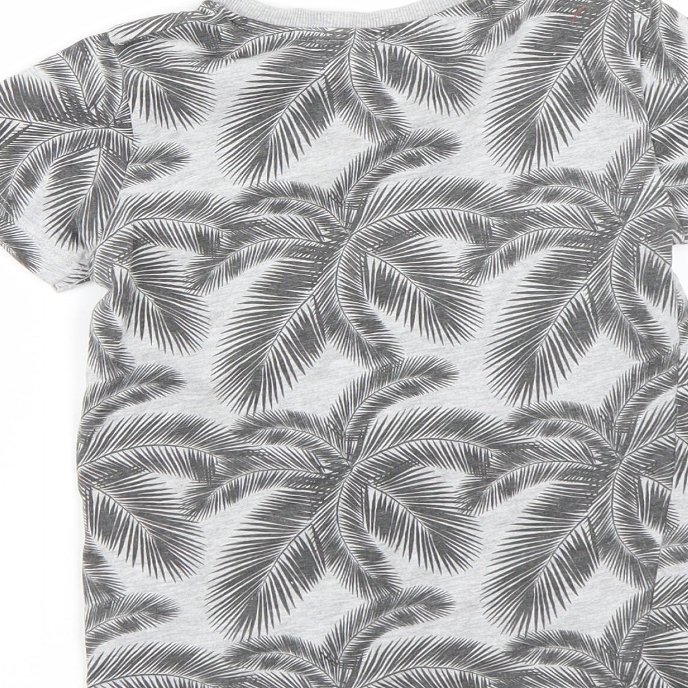 Matalan Girls Grey Floral  Basic T-Shirt Size 6 Years