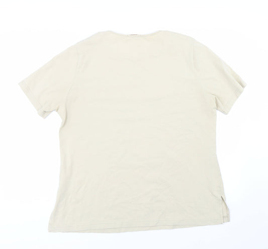 ELVI Womens Beige   Basic T-Shirt Size L