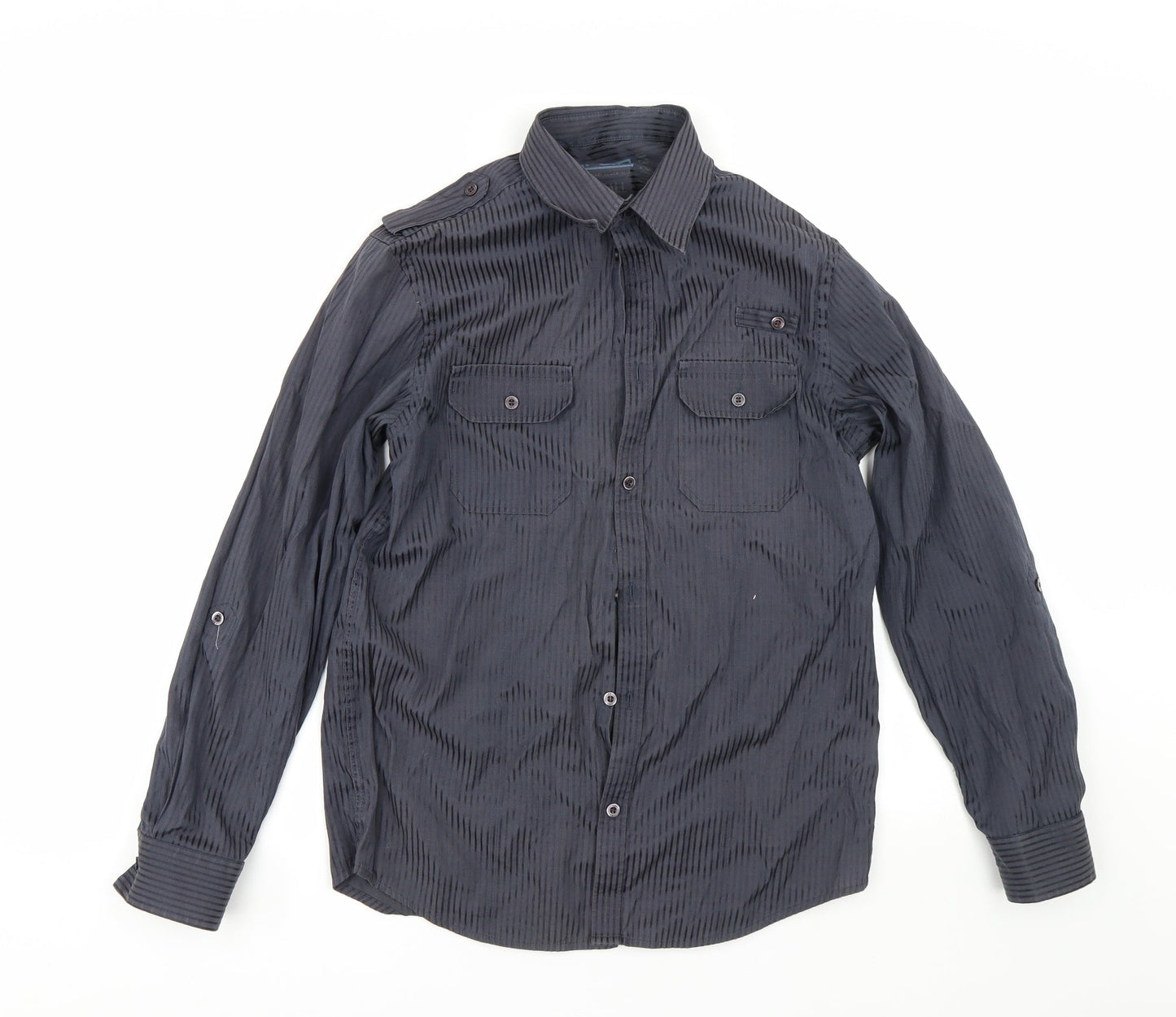 F&F Mens Black Striped   Button-Up Size S