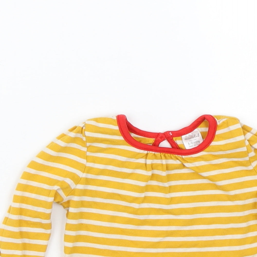 Mini Club Girls Yellow Striped  Basic T-Shirt Size 6-9 Months