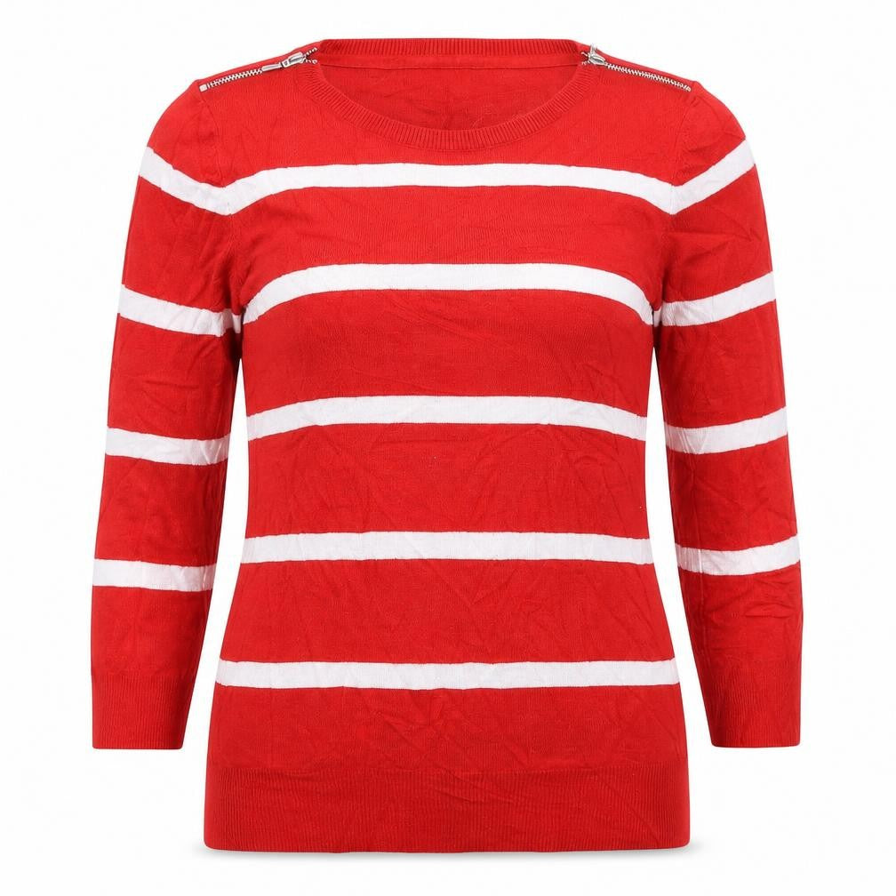Debenhams Womens Red Striped Knit Pullover Jumper Size 10
