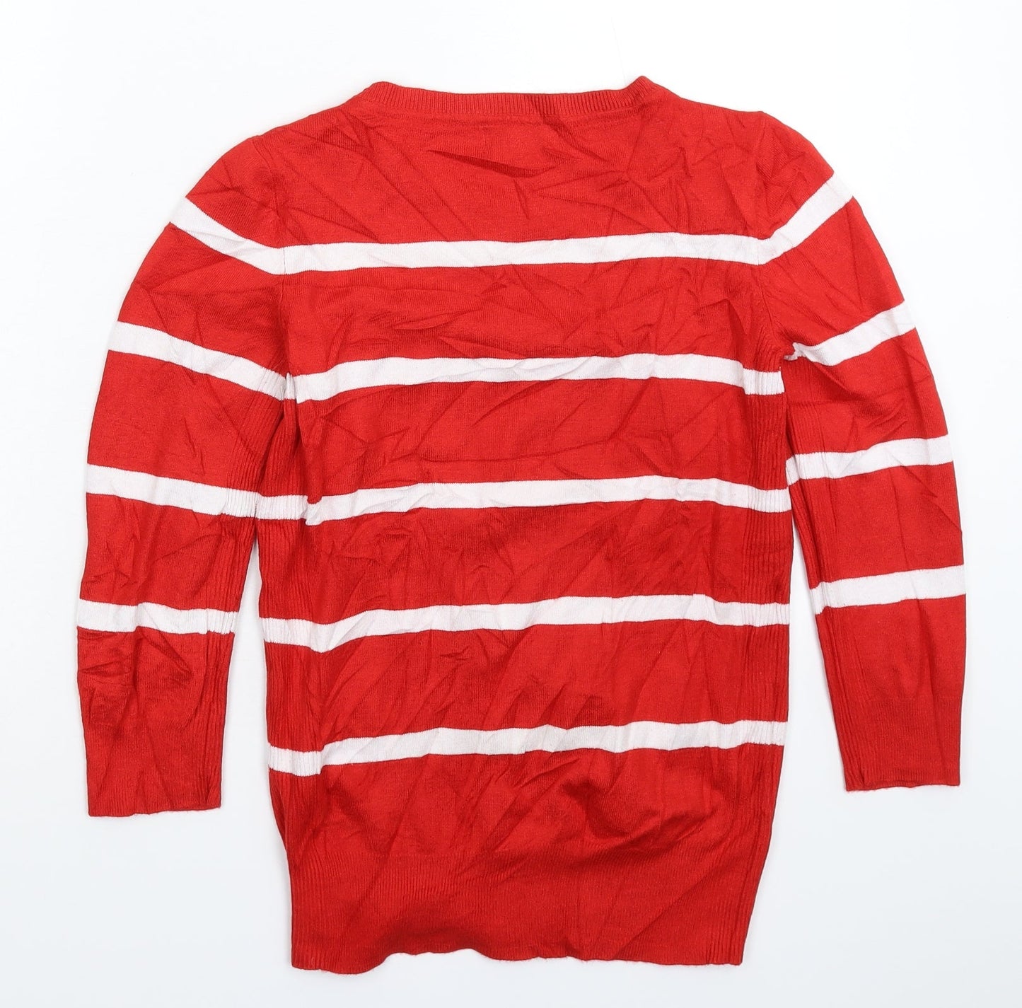 Debenhams Womens Red Striped Knit Pullover Jumper Size 10