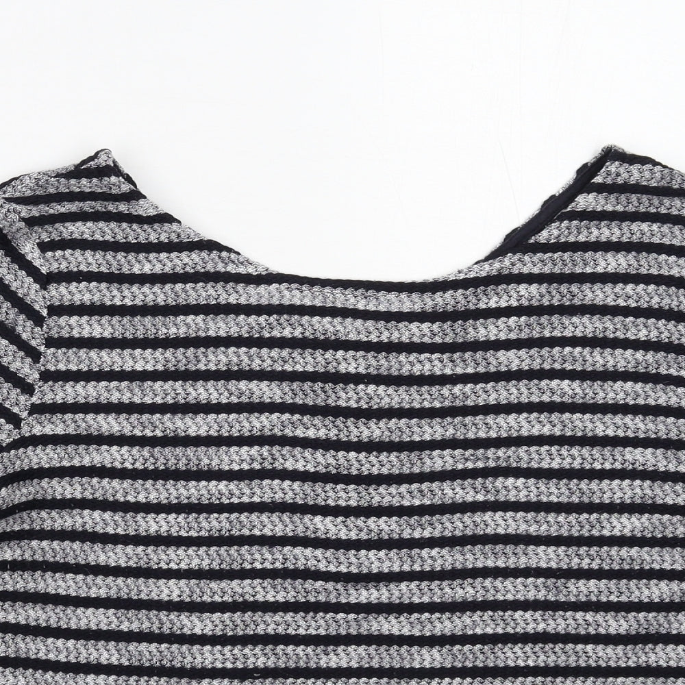 New Look Womens Grey Striped Knit Pullover Jumper Size 10