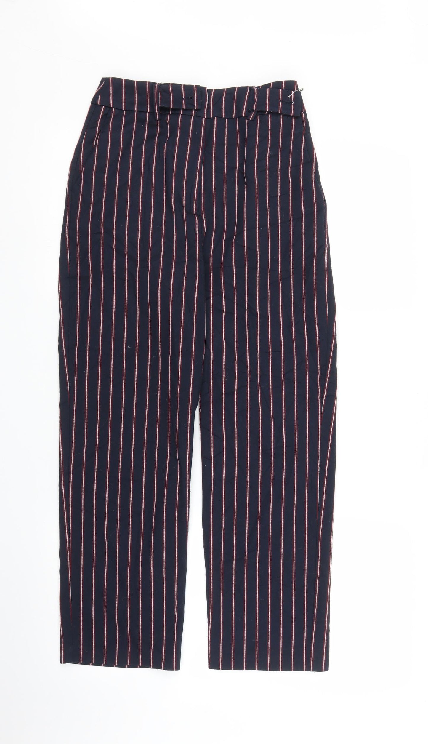 Zara Womens Blue Striped  Capri Trousers Size XS L24 in