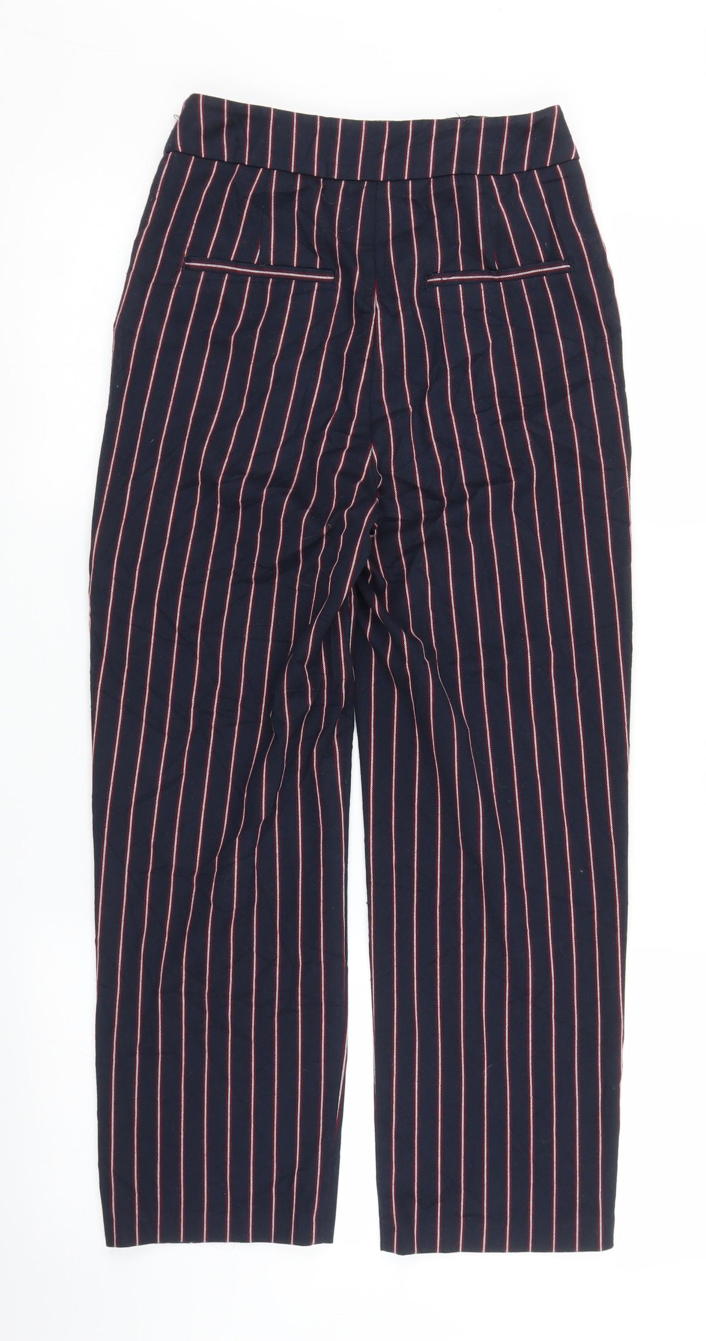 Zara Womens Blue Striped  Capri Trousers Size XS L24 in