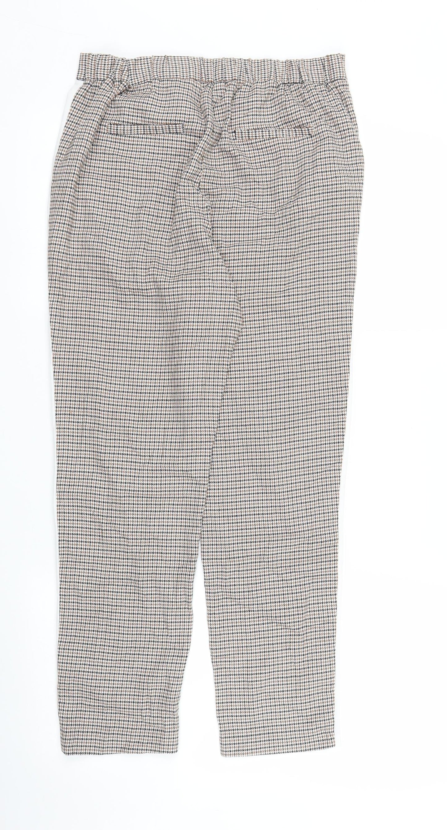 ASOS Womens Brown Houndstooth  Capri Trousers Size 10 L24 in