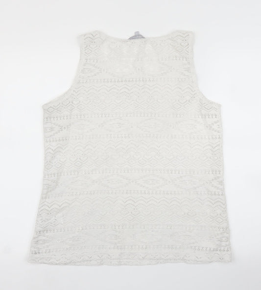 Debenhams Womens White Geometric  Basic Blouse Size 12