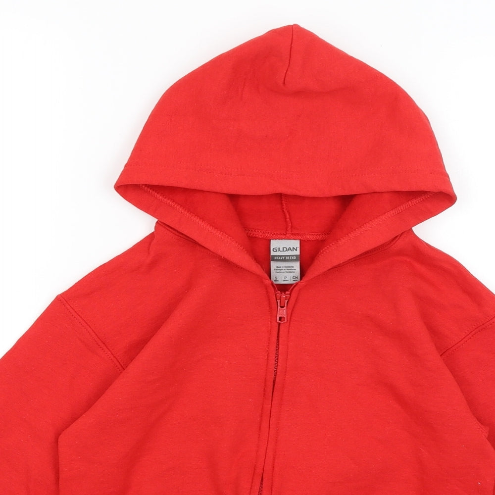 Gildan Girls Red   Full Zip Hoodie Size S