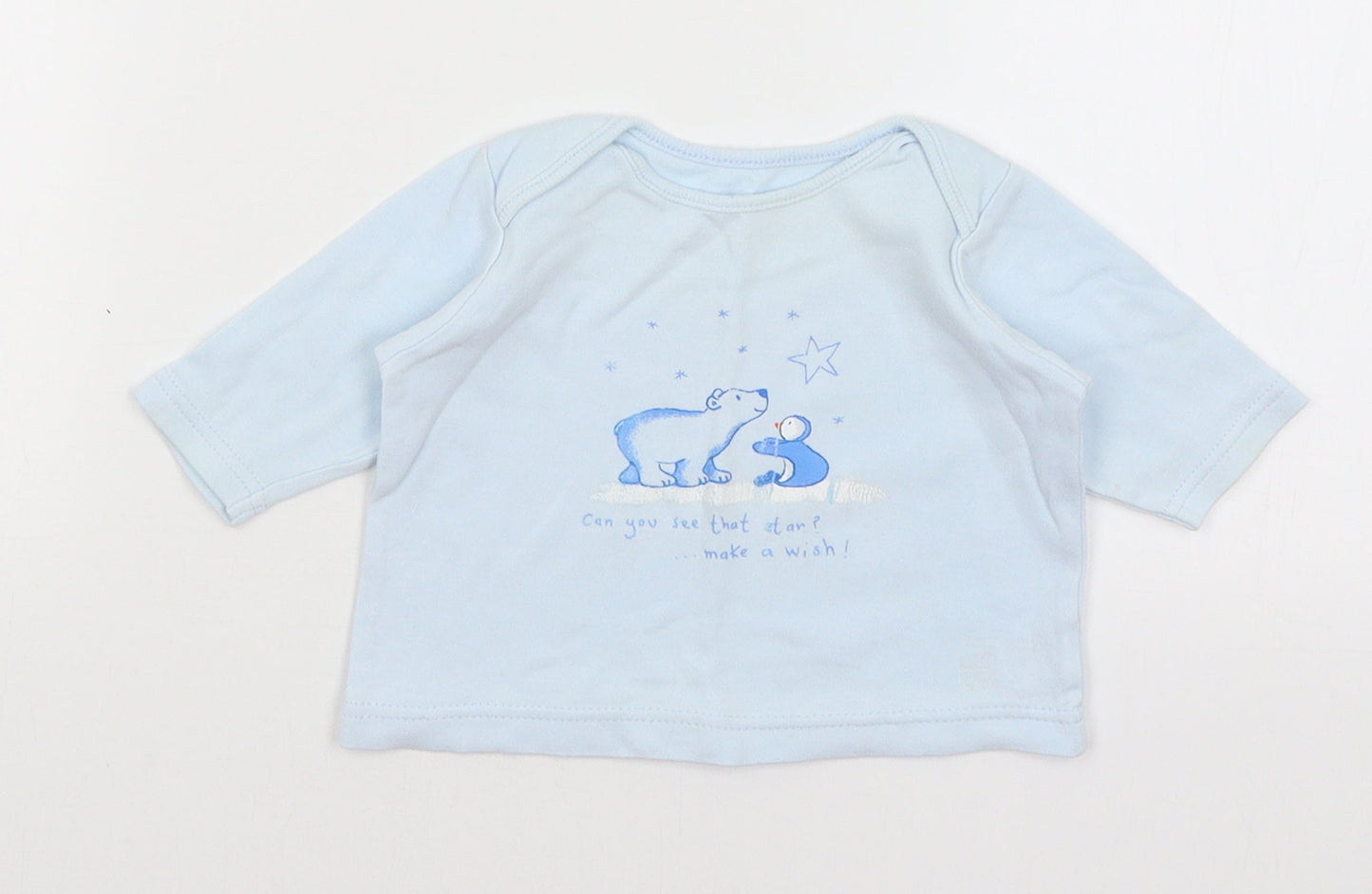 George Baby Blue   Basic T-Shirt Size 0-3 Months  - Make A Wish