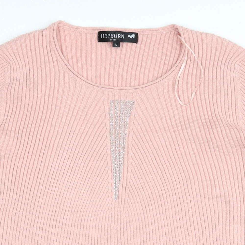 Hepburn Womens Pink   Henley Jumper Size L