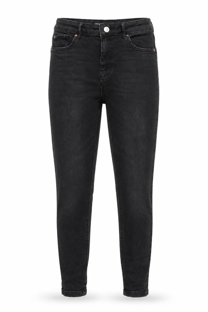 Front view of Denim & Co. women’s black skinny jeans, size UK 12, 25-inch leg
