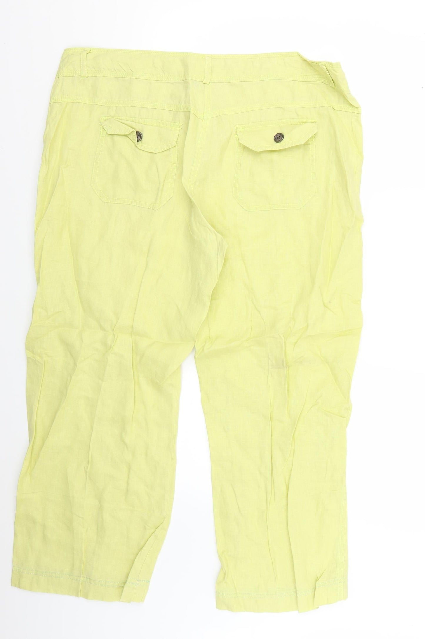 Denim & Co. Womens Yellow   Trousers  Size 16 L24 in