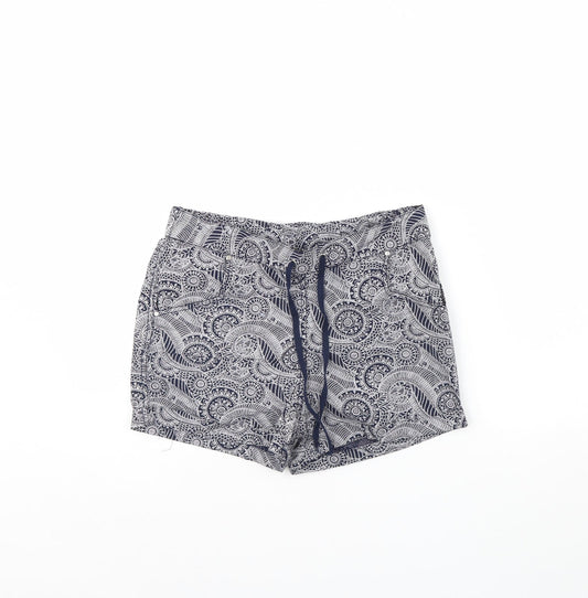 Additional front view of Atmosphere women’s blue fair isle bermuda shorts, size UK 8