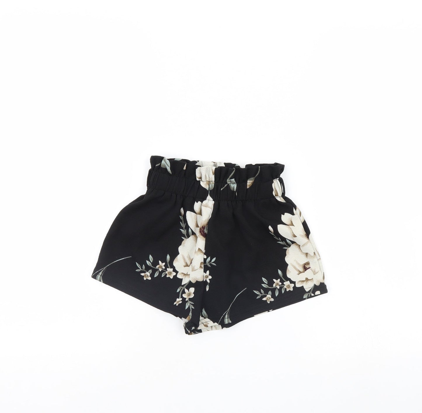 SheIn Girls Black Floral  Cut-Off Shorts Size 6 Years