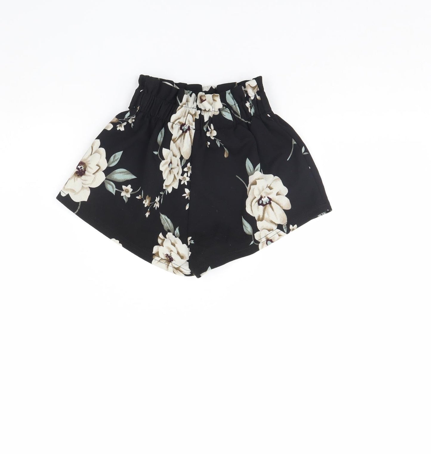 SheIn Girls Black Floral  Cut-Off Shorts Size 6 Years