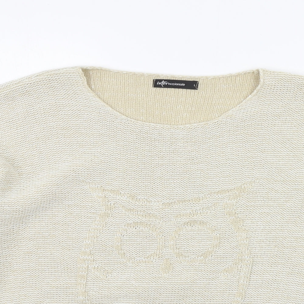 internationale Womens Beige   Pullover Jumper Size L