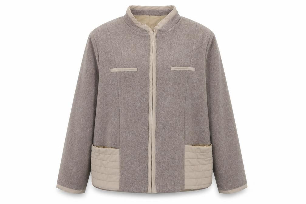 Front view of Gabriella Vicenza women’s grey jacket coat, size UK 16