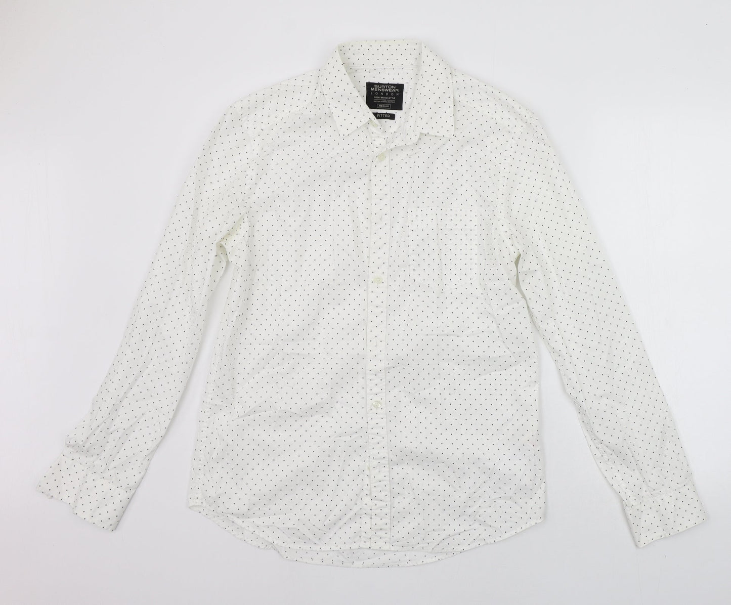 Burton menswear Mens White Geometric   Button-Up Size M