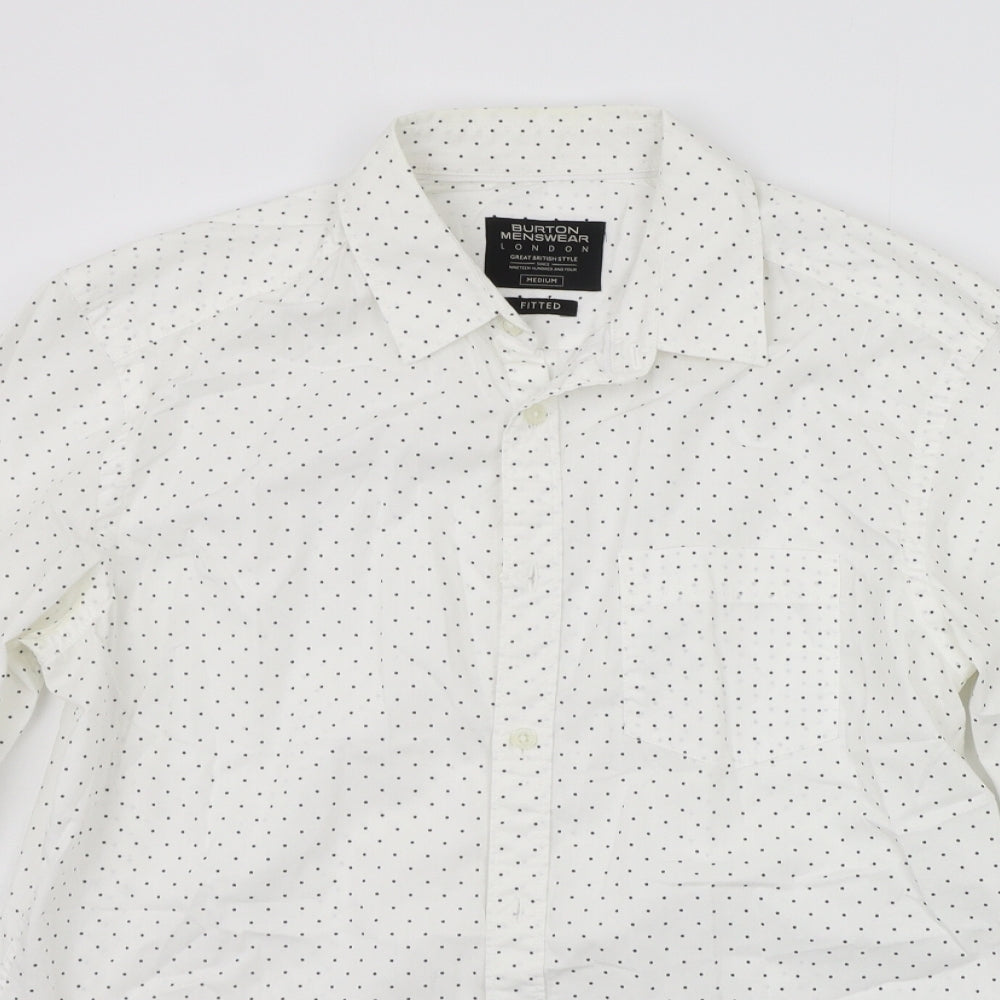 Burton menswear Mens White Geometric   Button-Up Size M