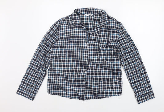 Sleep Well Womens Blue Check  Basic Button-Up Size 10