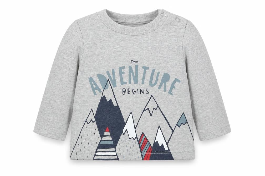 Front view of Gap boys’ grey basic t-shirt, size 3-6, months