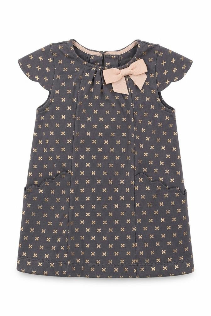 Front view of Catherine Malandrino girls’ grey a-line, size 24, months