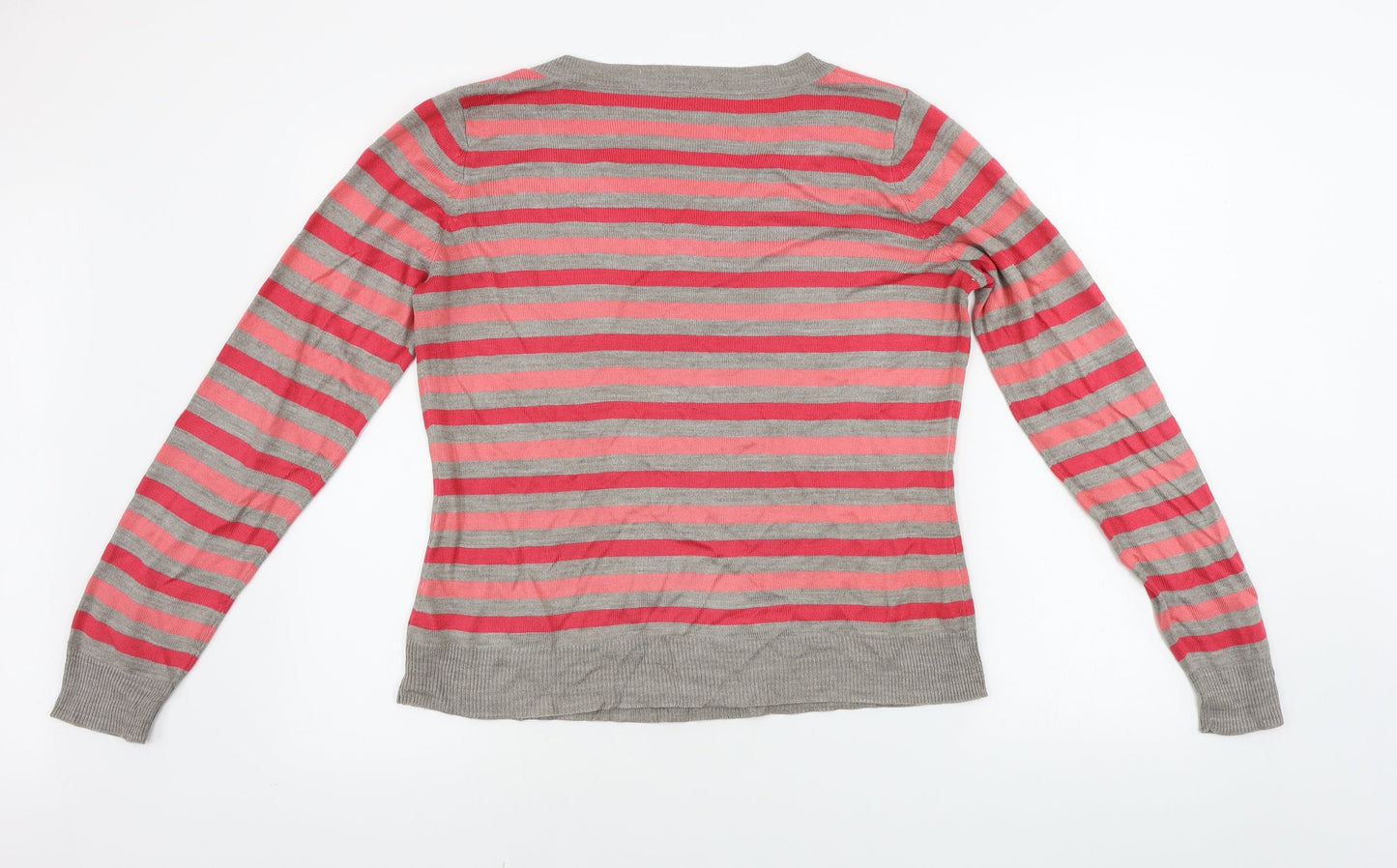 BHS  Womens Grey Striped  Pullover Jumper Size 14