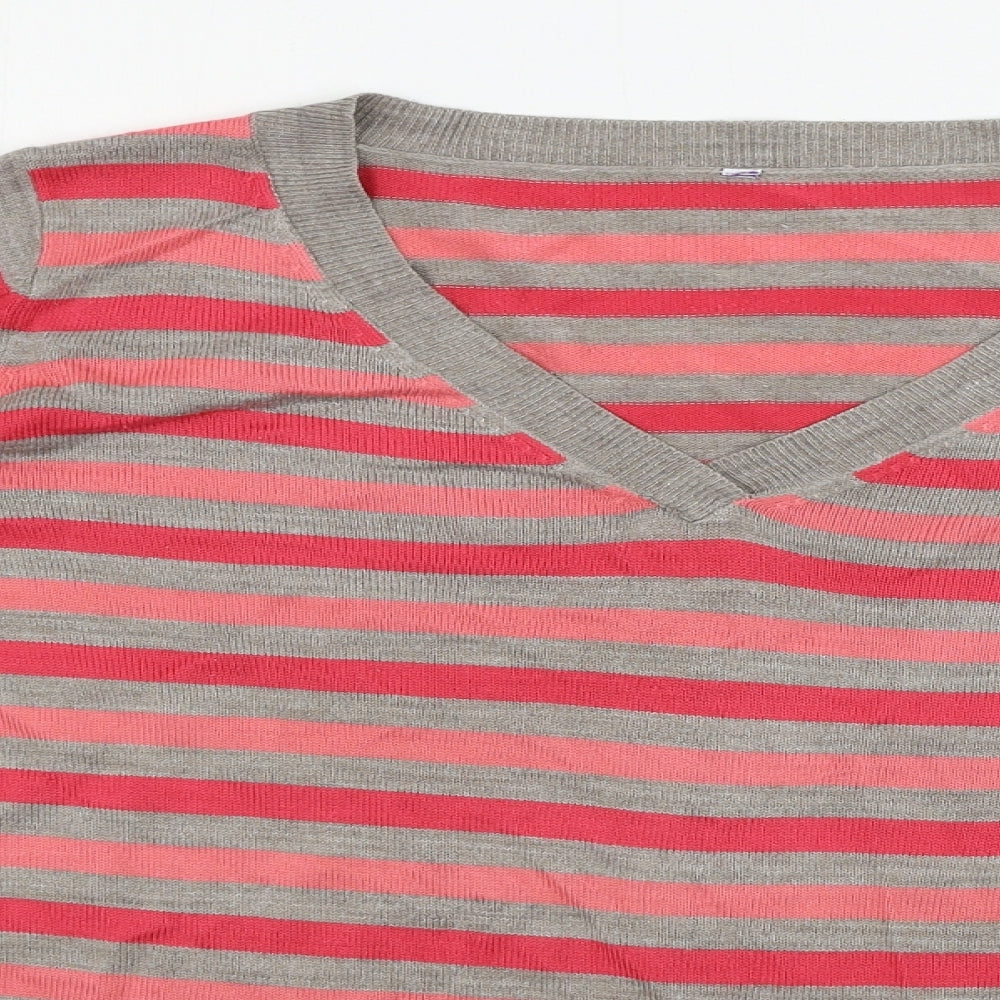 BHS  Womens Grey Striped  Pullover Jumper Size 14