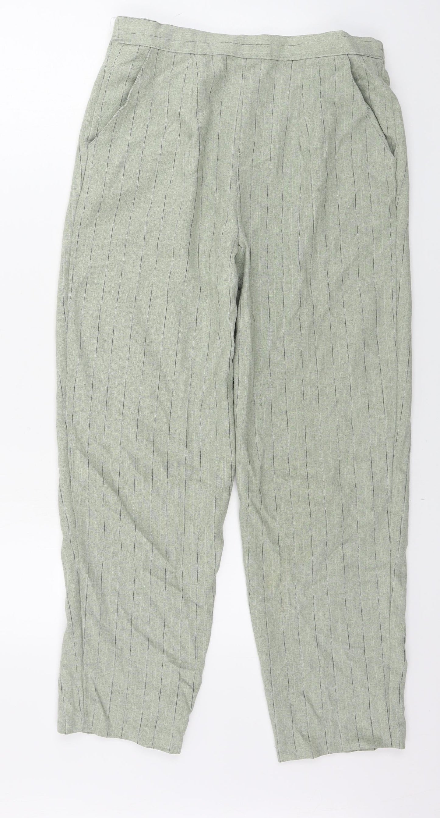 the nicole lewis collection  Womens Green Striped  Trousers  Size 12 L26 in