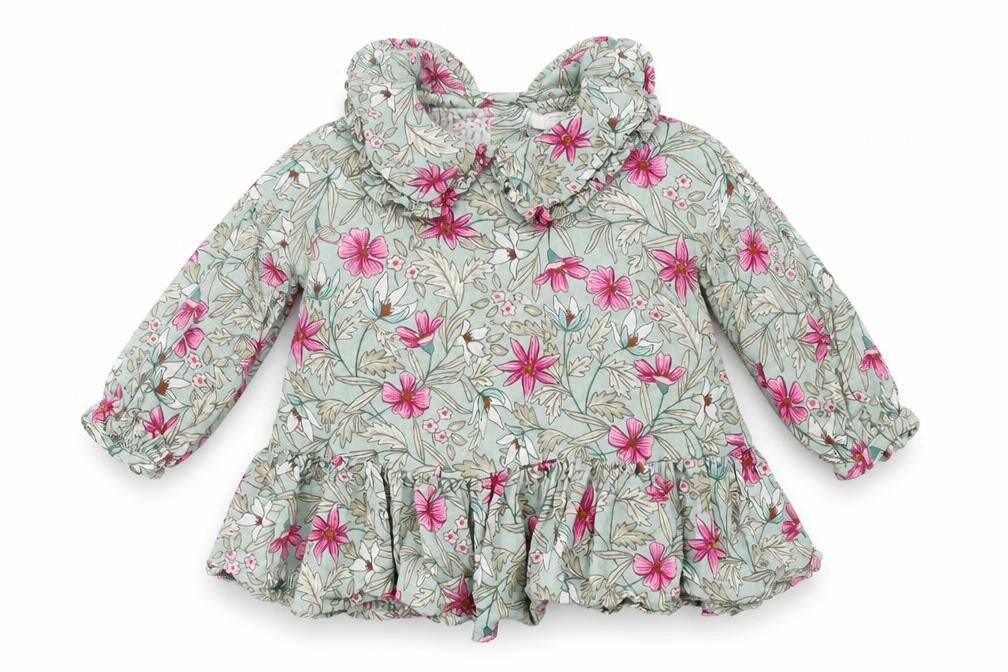 Front view of Next Green Floral A-Line, size 9-12, Months