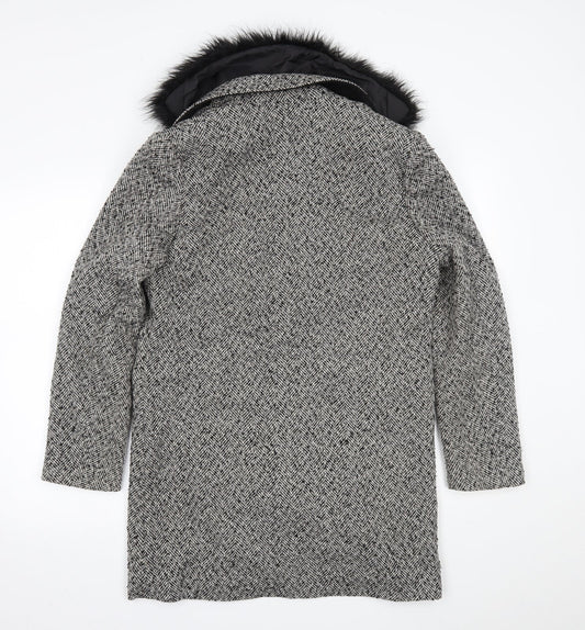 Primark Womens Grey Check  Overcoat Coat Size 12