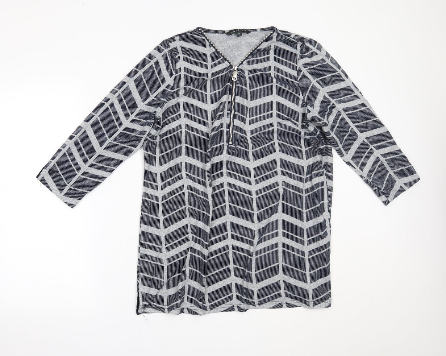 Love Leisure Womens Blue Geometric  Basic Blouse Size 16