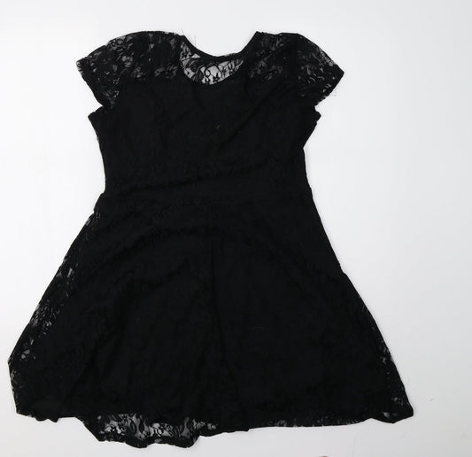 measoul Womens Black  Lace A-Line  Size 10